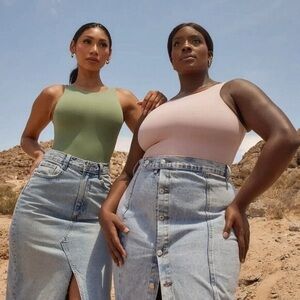 Women's Sleeveless Tops - Green and Pink